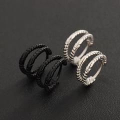 【人気商品】ブラック　シンプル　ピアス　両耳　メンズ　ダブル　フープ　ストリート