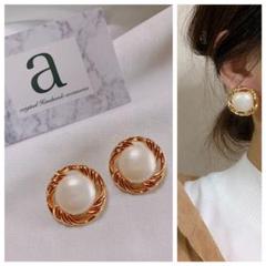 2241☺︎パールとゴールドのアンティークピアス☺︎