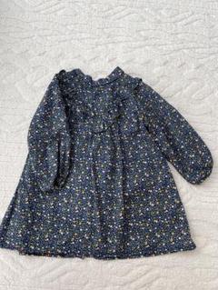 RAG MART 花柄長袖ワンピース 95cm ネイビー