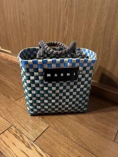 MARNI 青と白のチェック かごバッグ 2025人気新作 MARNI チェック柄 白・青カゴバッグ｜Yahoo!フリマ