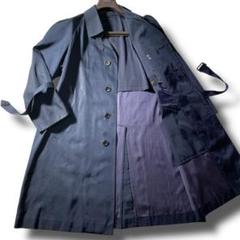 LANVIN PARIS ステンカラーコート シルク100% ネイビー M