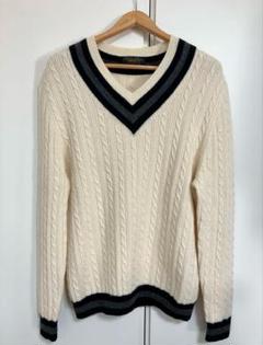 [レア] 90s OLD GAP Vネック ウール チルデンニット 茶 ケーブル y-spd14y23n1xe56e.jpg