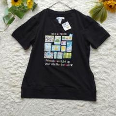 新品【REVE de femme】【М】Tシャツ 犬柄　プリント　刺繍　黒