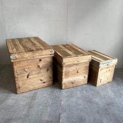 3個セット 大型 無塗装 木箱 昭和レトロ 古道具 お茶箱 ① 3個セット 大型 無塗装 木箱 昭和レトロ 古道具 お茶箱 ①