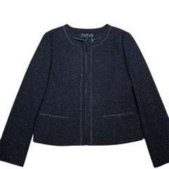 極美品✨】特価✨】 INDIVI ノーカラージャケット 40 ツイード　ネイビー