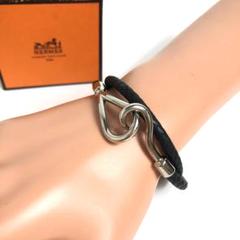 6F045/エルメス/ジャンボ/ブレスレット/レザー/シルバー金具/ブラック/黒 6F045/エルメス/ジャンボ/ブレスレット/レザー/シルバー金具