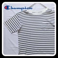 【チャンピオン】Champion ボーダーTシャツ L 刺繍ロゴ