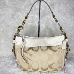 COACH シグネチャー ワンショルダー バッグ ベージュ レザー