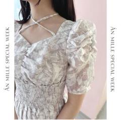 AnMILLE フラワークロスフレアOP anmille アンミール FlowerクロスフレアOP ワンピース ピンク