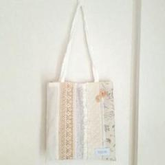 トートバッグ　レース　インド刺繍　ミュシャ　ハンドメイド　バッグ