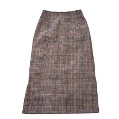 NAIN　タイトスカート　ブラウン系　ロング丈　スリット　秋冬　チェック柄【S】