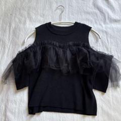 GRL トップス　黒　胸元レース　ノースリーブ　ニット　美品