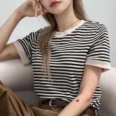 ラウンドネックストライプTシャツ SHEIN ボーダーTシャツ Sサイズ