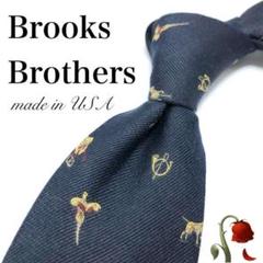 【大特価】BROOKS BROTHERS ネクタイ 刺繍 小紋柄 鳥 ネイビー
