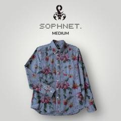 SOPHNET.チェック柄 ハイビスカス　フラワープリント 長袖シャツ