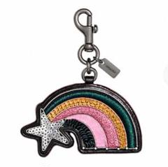 【新品★未使用】COACH レザー キーホルダー レインボー 虹 星 チャーム