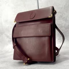 良品】カルティエショルダーバッグサコッシュレザーボルドー