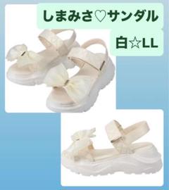 しまむら 青木美沙子 サンダル 赤 リボン 厚底スポサン レッド