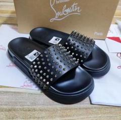 Christian Louboutin スパイクサンダル 黒 25CM - メルカリ
