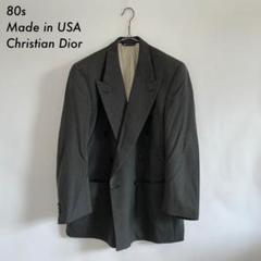 80s クリスチャンディオール ノーカラージャケット プリーツダブルヴィンテージ レディース 古着 80s USA製 Christian Dior ダブルブレスト