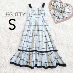 JUSGLITTY ジャスグリッティー キャミソールワンピース S チェック 白