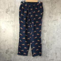 az78古着　柄パンツ　パジャマパンツ　紺　90s Y2K