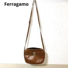 フェラガモ ショルダーバッグ レザー ヴァラリボン ブラウン 金具ゴールド
