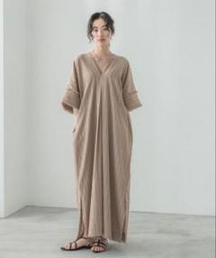 レプシィム LEPSIM フリンジデザインワンピース ベージュストライプ 新色