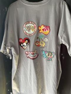 【美品】平成 レトロ エンジェルブルー Tシャツ 総柄 L 160 ワッペン ANGEL BLUE イエロー Tシャツ 女の子Lサイズ160 平成レトロ