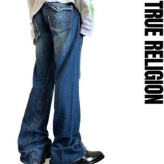USA製00s TRUE RELIGION フレアデニム 極太ステッチ 赤耳