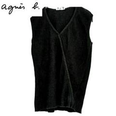 美品！アニエスベーagnes b.リネン ベスト・ジレ#36 コットン クロシェニット ベスト 