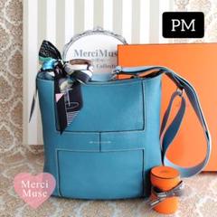 HERMES エルメス グッドニュースPM ショルダーバッグ ブルー L