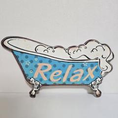 Bath　Relax　ヴィンテージ　ブリキプレート　アルミ看板