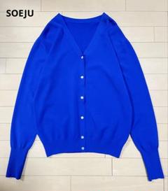 【本日特価】 美品／SOEJU ブルー Vネックニットカーディガン ソージュ トップス