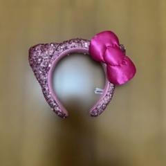 ユニバ　キティ　ピンクグリッター　カチューシャ