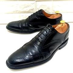 【美品★3Eワイズ】リーガル　ガラス レザー　内羽根　ウイングチップ　ブラック