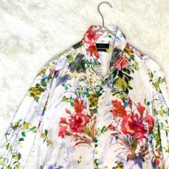 ZARA ザラ シャツ 吉井和哉 イエモン 着用 花柄 白 光沢 総柄