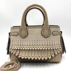 希少 極美品 限定品 バーバリー ブローグバナートート スモール フリンジ 本革