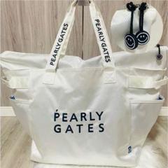 未使用級　パーリーゲイツ　ロッカーバッグ　ニコちゃん　大容量収納　ロゴ総柄