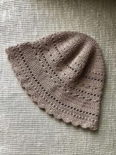 【ハンドメイド】コットン❤️バケットハット　クロシェハット　透かし模様　★ベージュ