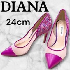 DIANA ダイアナ 刺繍 ハイヒール ポインテッドトゥ ピンク24cm