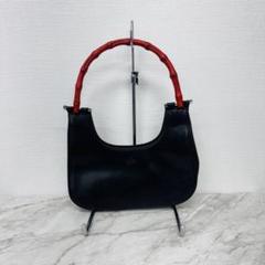✨GUCCI✨グッチ✨バンブー✨レザー✨ブラック✨レッド✨ハンドバッグ✨