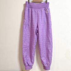 ナイキ　NIKE パープル チェック柄ナイロンパンツ　オシャレ　M ロゴ刺繍