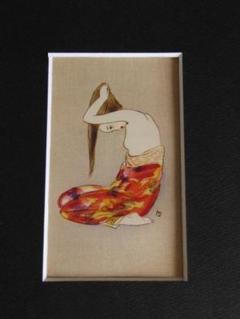 竹久夢二、【『露地のほそみち』湯上り】、希少な大判額装用画集より 竹久夢二、【『露地のほそみち』湯上り】、希少な大判額装用画集