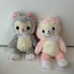 ハッピーテイルズ グレー ピンク　猫 ぬいぐるみ