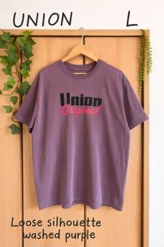 【UNION】ルーズシルエット ウォッシュド Tシャツ パープル XLサイズのサムネイル