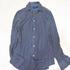 【美品✨】ポロラルフローレン長袖シャツ　ネイビー/ホワイト　ニットドレスシャツ POLO RALPH LAUREN ポロ ラルフローレン 長袖シャツ メンズ L／S