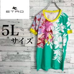 ☆大きいサイズ・5L☆エトロ　ETRO 半袖Tシャツ フラワー総柄　イタリア製