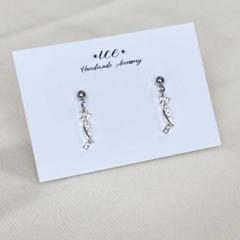 923◆シルバー　ストーン　クロス　小ぶり　ハンドメイド　ピアス　イヤリング
