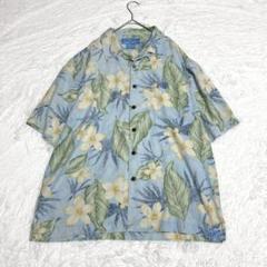 アロハシャツ シルク100% ハワイアン ウッドボタン 3L相当 ビッグサイズ